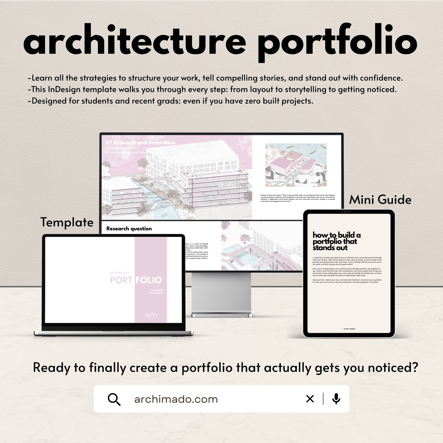Architectural portfolio template + Mini Guide